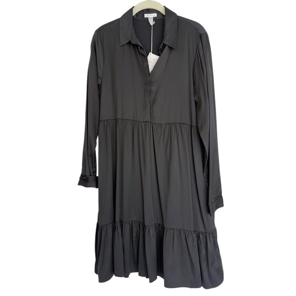 Robert Friedman Black Long-Sleeve Tiered Dress